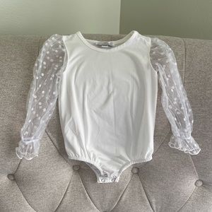 Bailey’s Blossoms Sheer Dot Sleeve Leotard